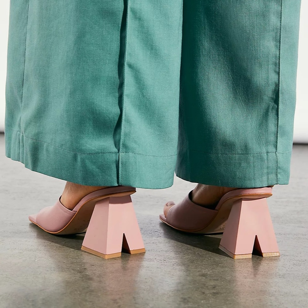 Free People Alohas Allie Square Toe Heel Sandal Mule Pink US 10 EU 41